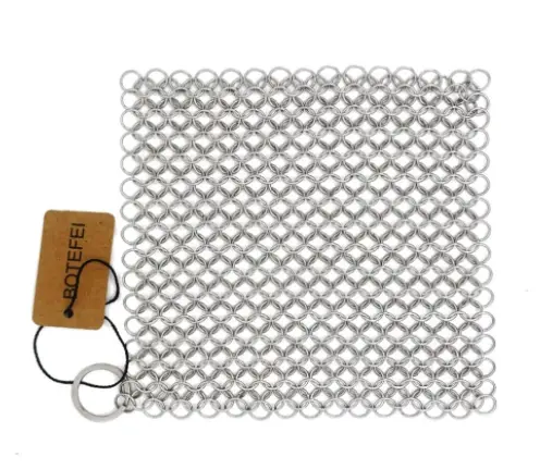 Cast Iron Cleaner 6" x 6.3" Premium 316L Stainless Steel Chainmail Scrubber for Skillet
