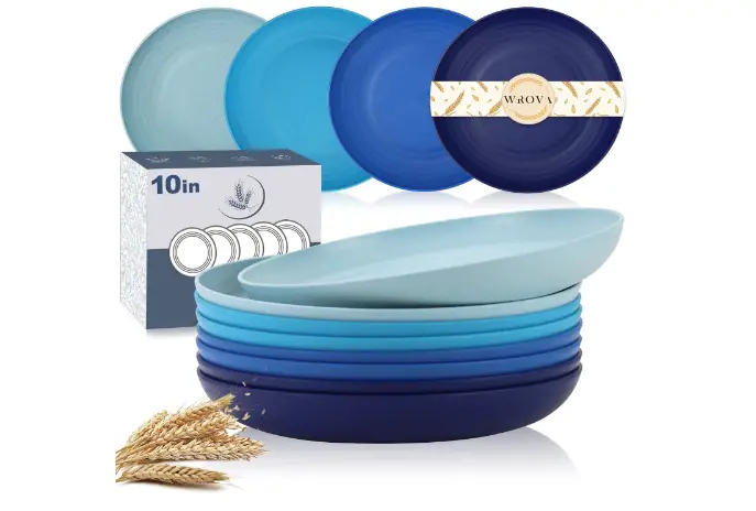 Wheat Straw Plates - 10 Inch Unbreakable Dinner Plates Set